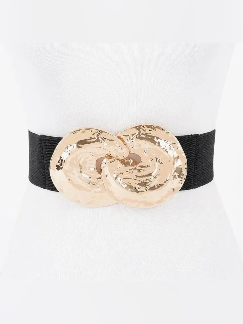 Gold Tone Interlocking Disc Stretch Belt - PLUS